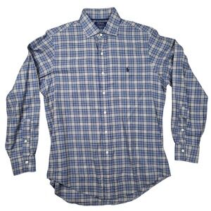 Polo Ralph Lauren Classic Fit Plaid Button Down Shirt Men's Size S Blue White